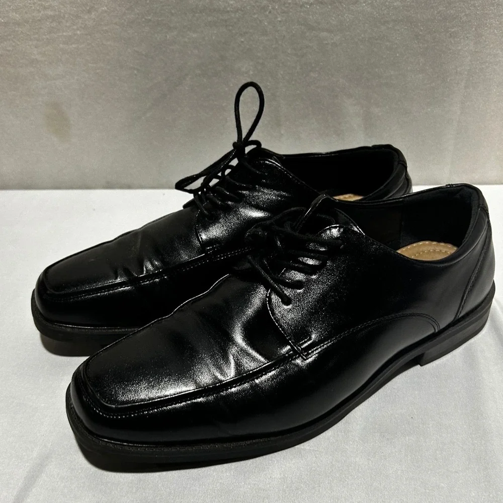 Apt 9 Mens Black Oxford Dress Shoes Ortholite Eco‎ Size 9.5 Wide lace Up